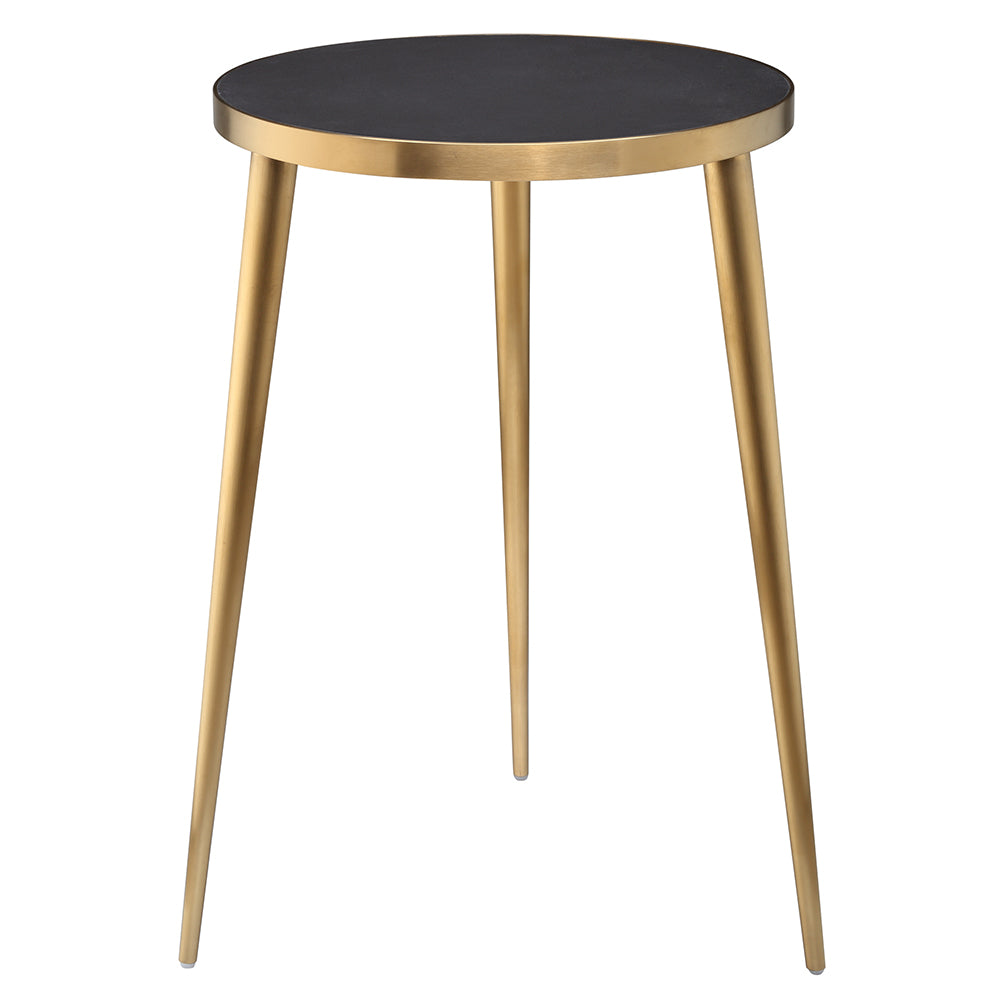Austria Black and Brass Round Side Table
