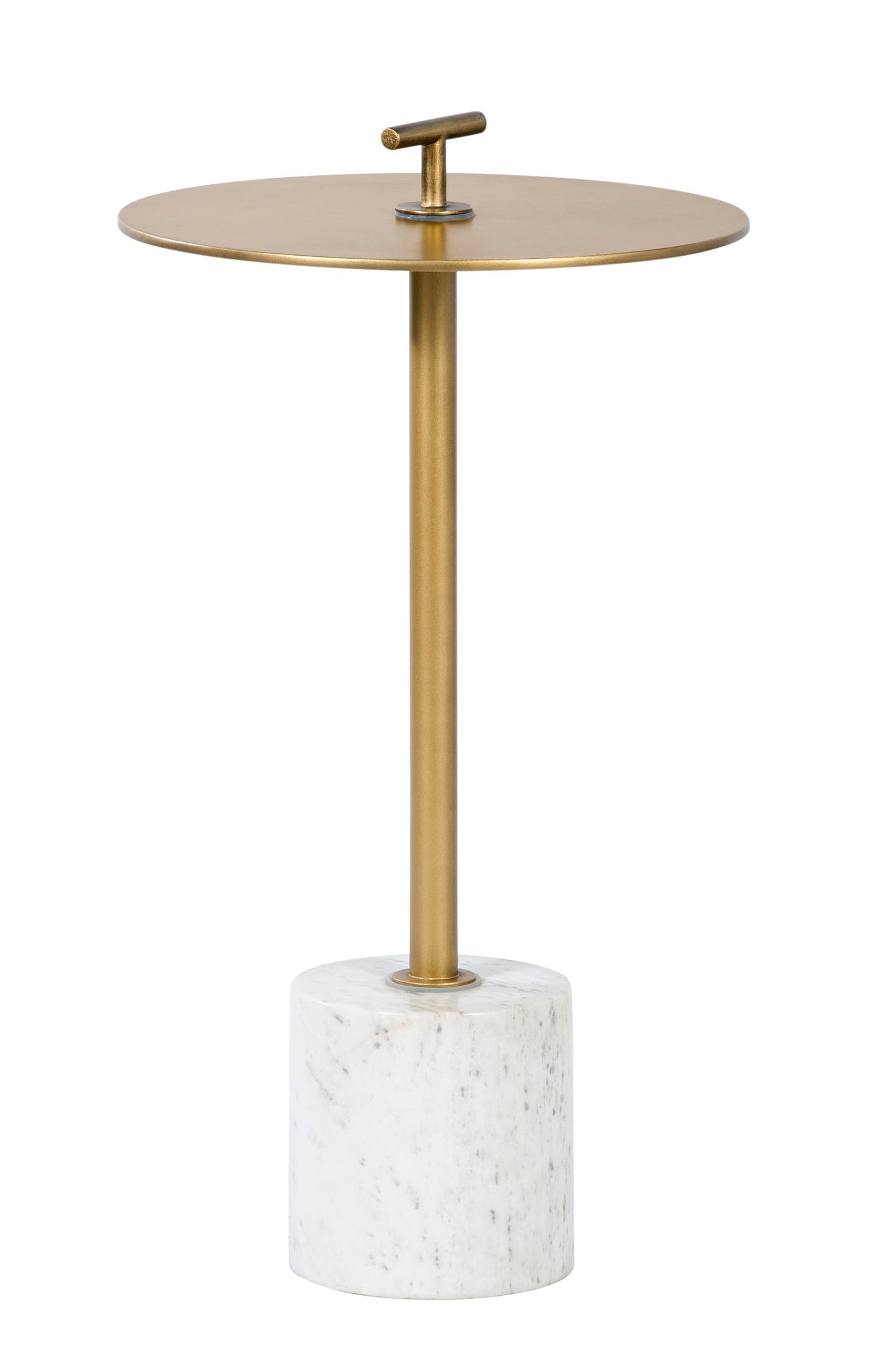 London Brass and White Marble Round Side Table