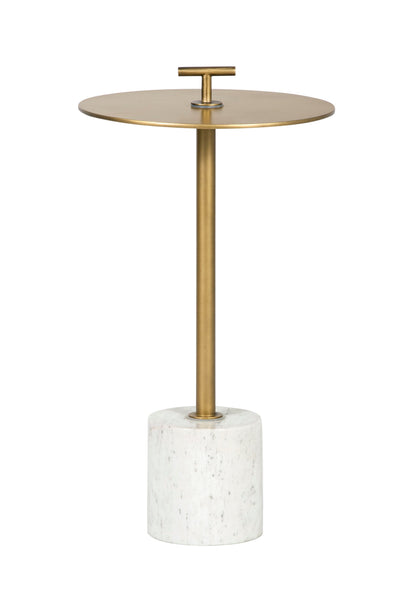London Brass and White Marble Round Side Table