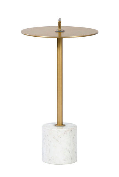 London Brass and White Marble Round Side Table