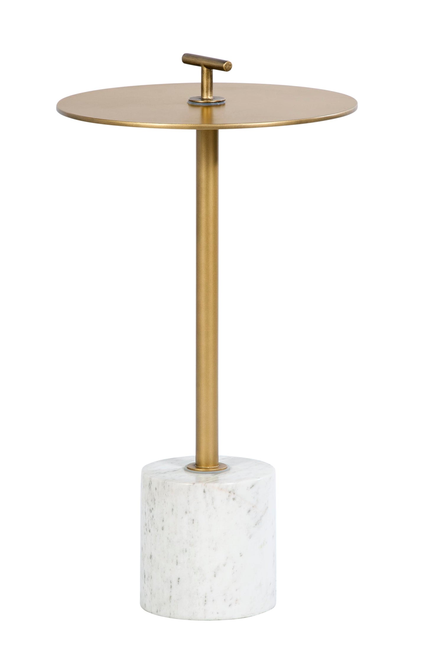 London Brass and White Marble Round Side Table