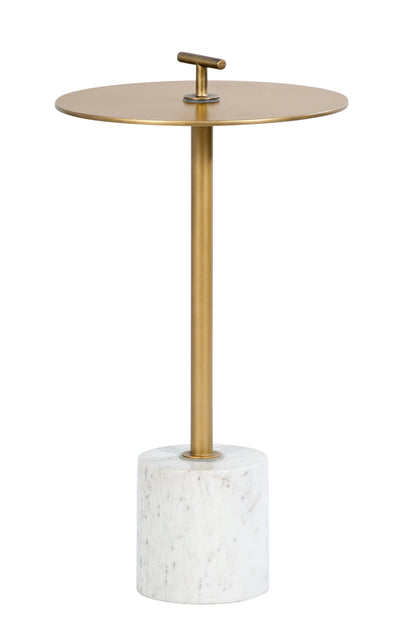 London Brass and White Marble Round Side Table