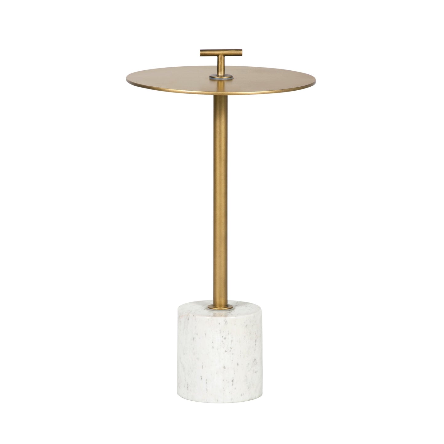 London Brass and White Marble Round Side Table