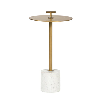 London Brass and White Marble Round Side Table