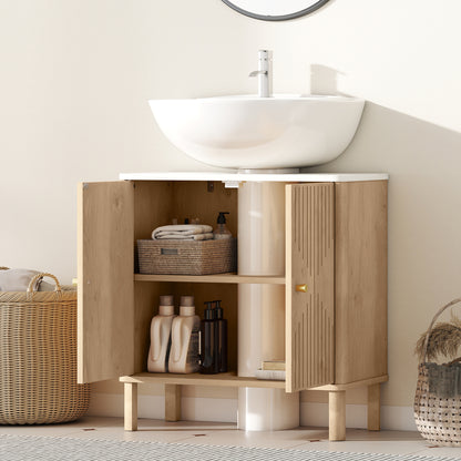 Combita Under Sink Bathroom Storage Cabinet For Pedestal Basin Oak Finish