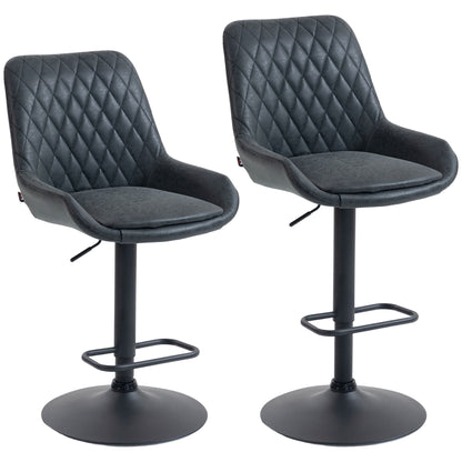 Reta Set Of 2 Black Faux Leather Retro Style Bar Stools