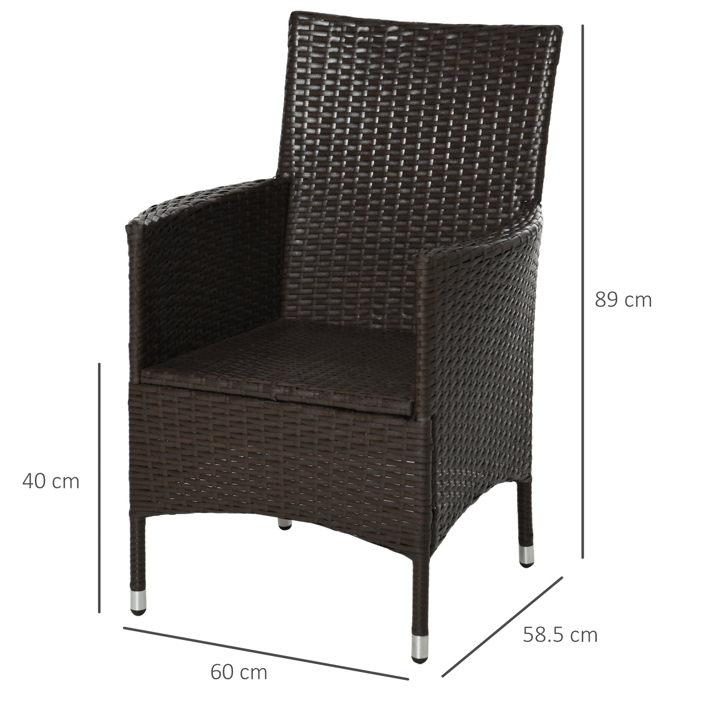 Dodone Metal And Rattan Brown Set Of 2 Outdoor Dining Armchairs With Cushions