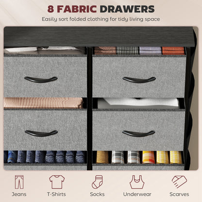 Niri Fabric And Metal Charcoal Grey 8 Drawer Storage Chest