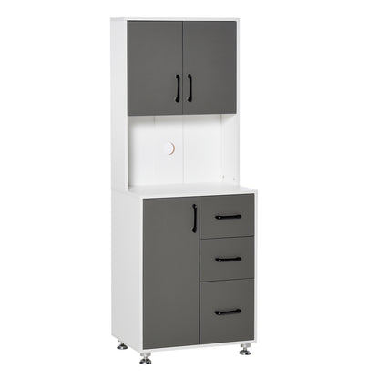 Saseve Wooden Grey Modern Kitchen Cupboard With 3 Drawers And OFauxn Counter