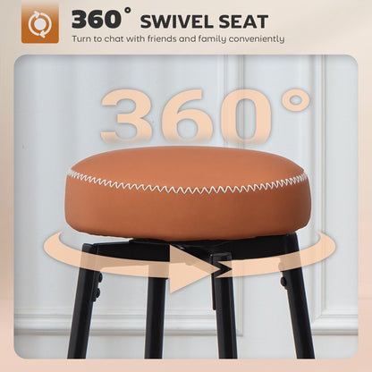 Mativa Faux Leather Brown And Black Bar Stools Set Of 2 With Footrests