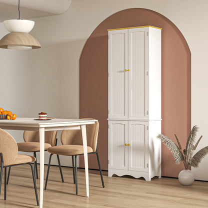 Banodo 183cm Wooden White 4 Door Freestanding Kitchen Cabinet 4 Shelves