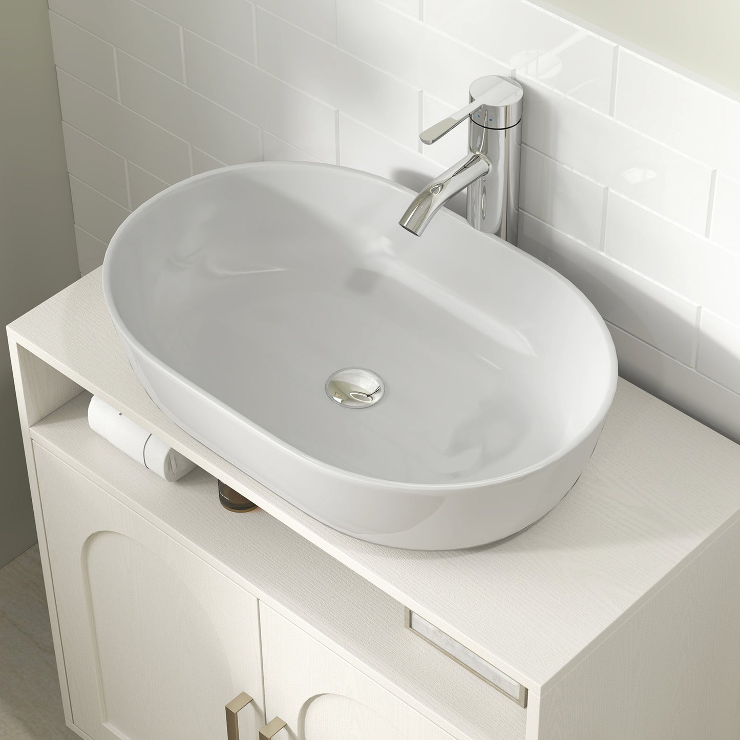 Nenola Cream White Under Sink Storage Cabinet For Basin