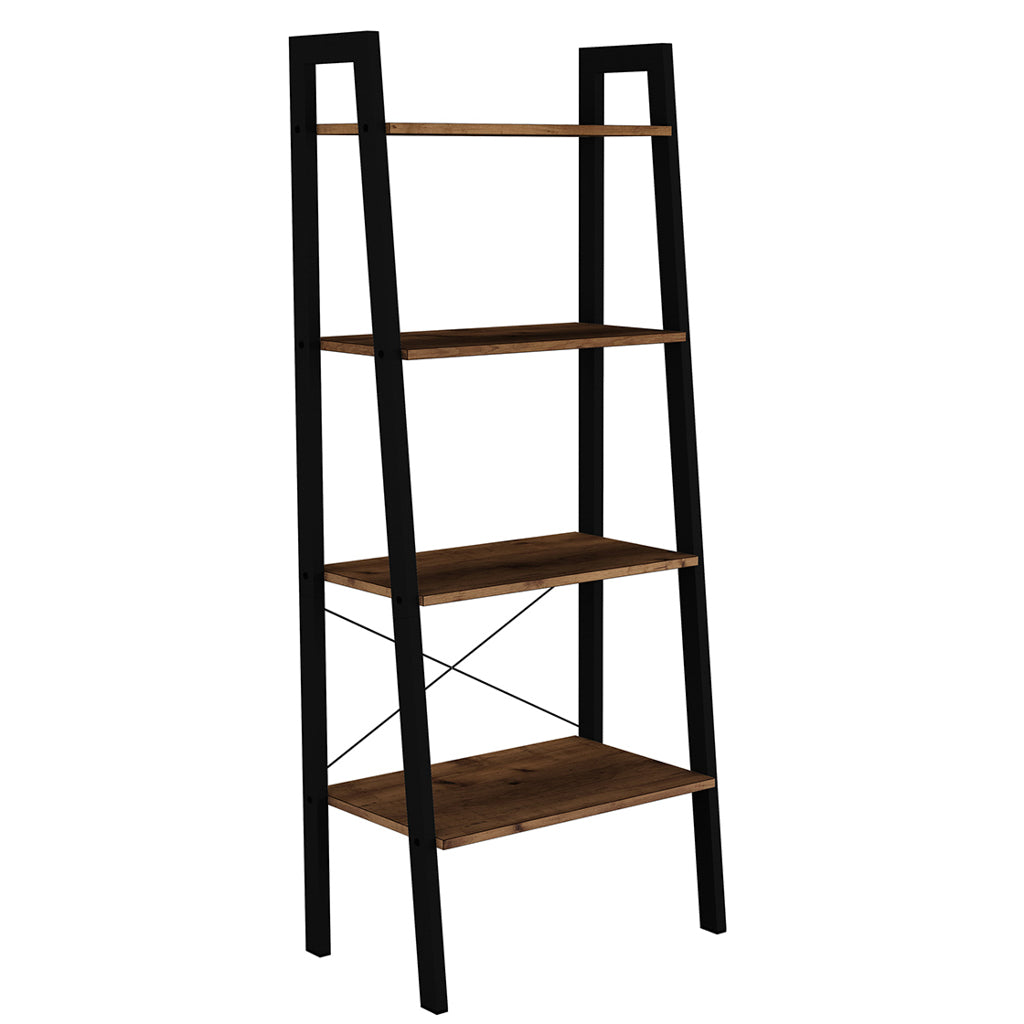 Maynooth Industrial Wood and Metal 4 Shelf Ladder Shelving Unit