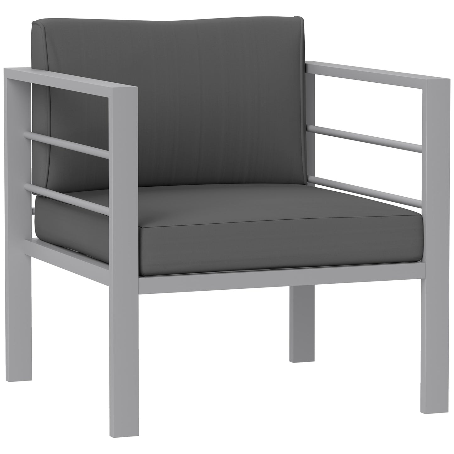 Movitte Metal Grey Single Outdoor Garden Sofa with Cushions