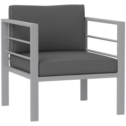 Movitte Metal Grey Single Outdoor Garden Sofa with Cushions