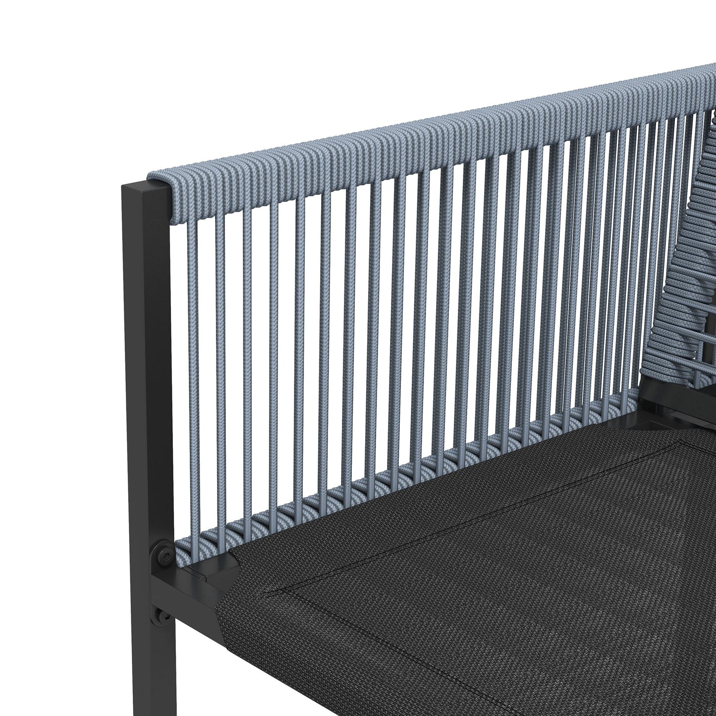 Nolu 4 Seater Metal Dark Grey Rattan Rope Garden Dining Set