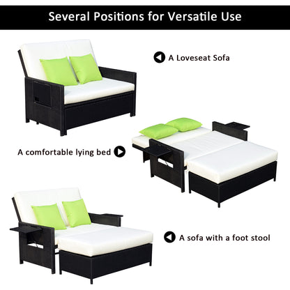 Tana Rattan Black 2 Seater Sofa Chair Bed
