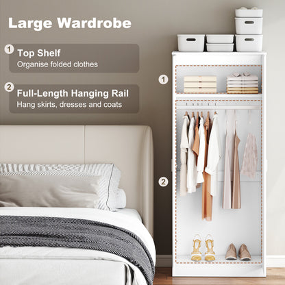Belatera High Gloss White 3 Piece Bedroom Furniture Set Wardrobe Chest of Drawers And Bedside Table