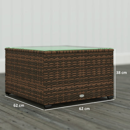 Nolone Brown Rattan Outdoor Glass Top Side Table