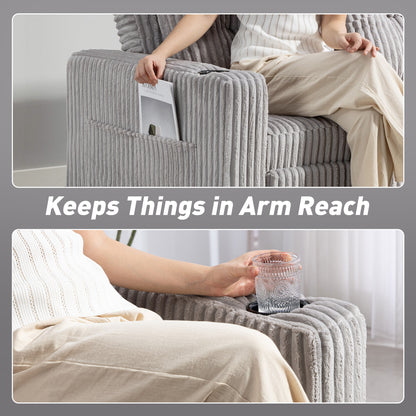 Lore Light Grey Corduroy 2 Seater Click Clack Sofa Bed