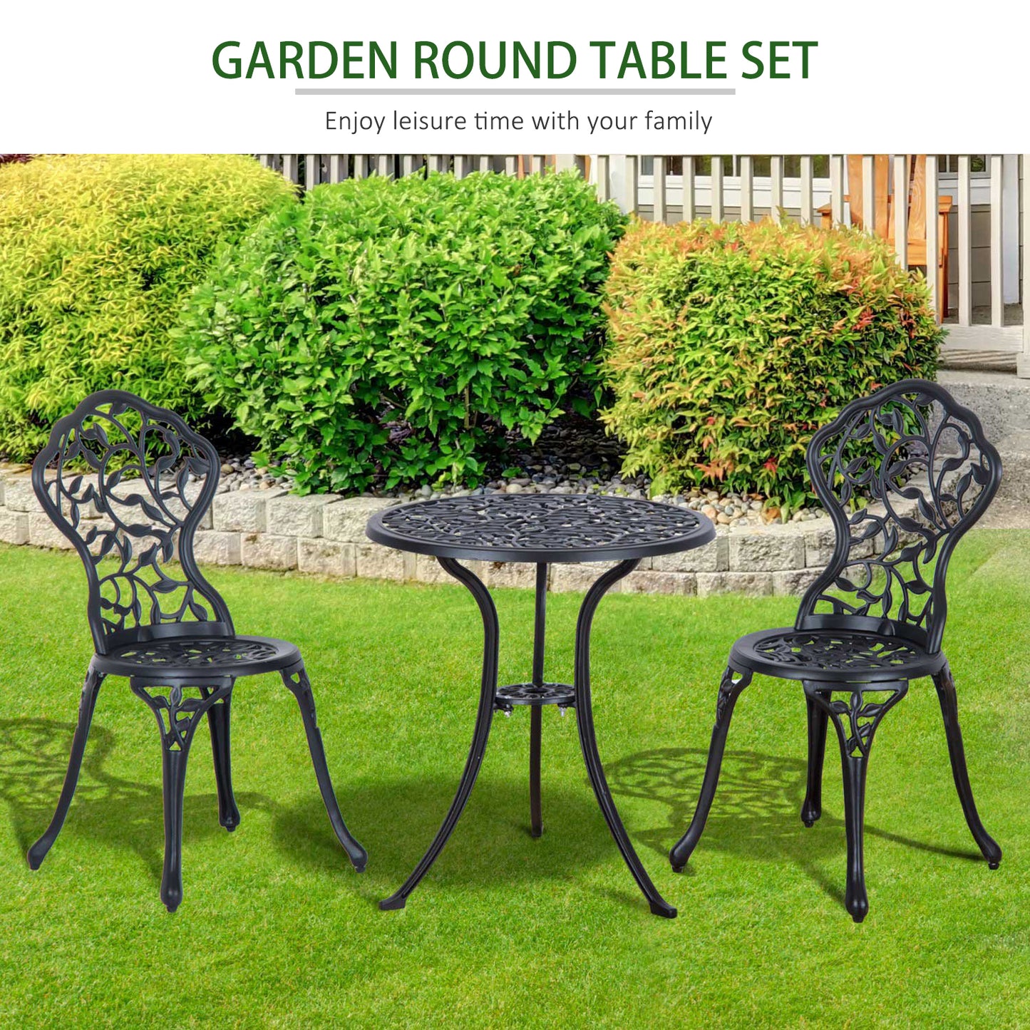 Kanesu 3 Piece Aluminium Bistro Dining Set In Antique Black