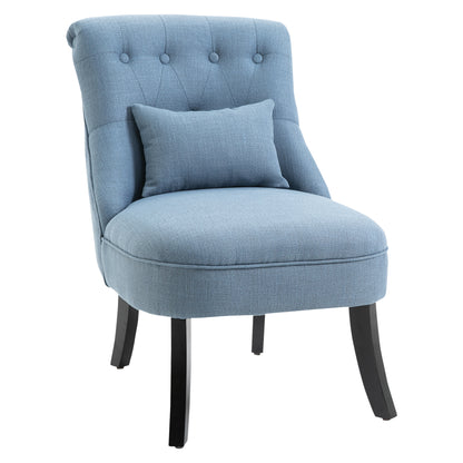 Sese Vera Fabric Blue Tub Style Accent Chair With Pillow And Solid Wood Legs