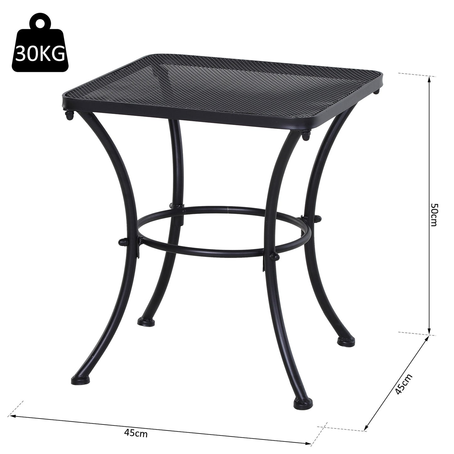 Aritte Metal Black Square Outdoor Bistro Table 45 x 45 x 50cm