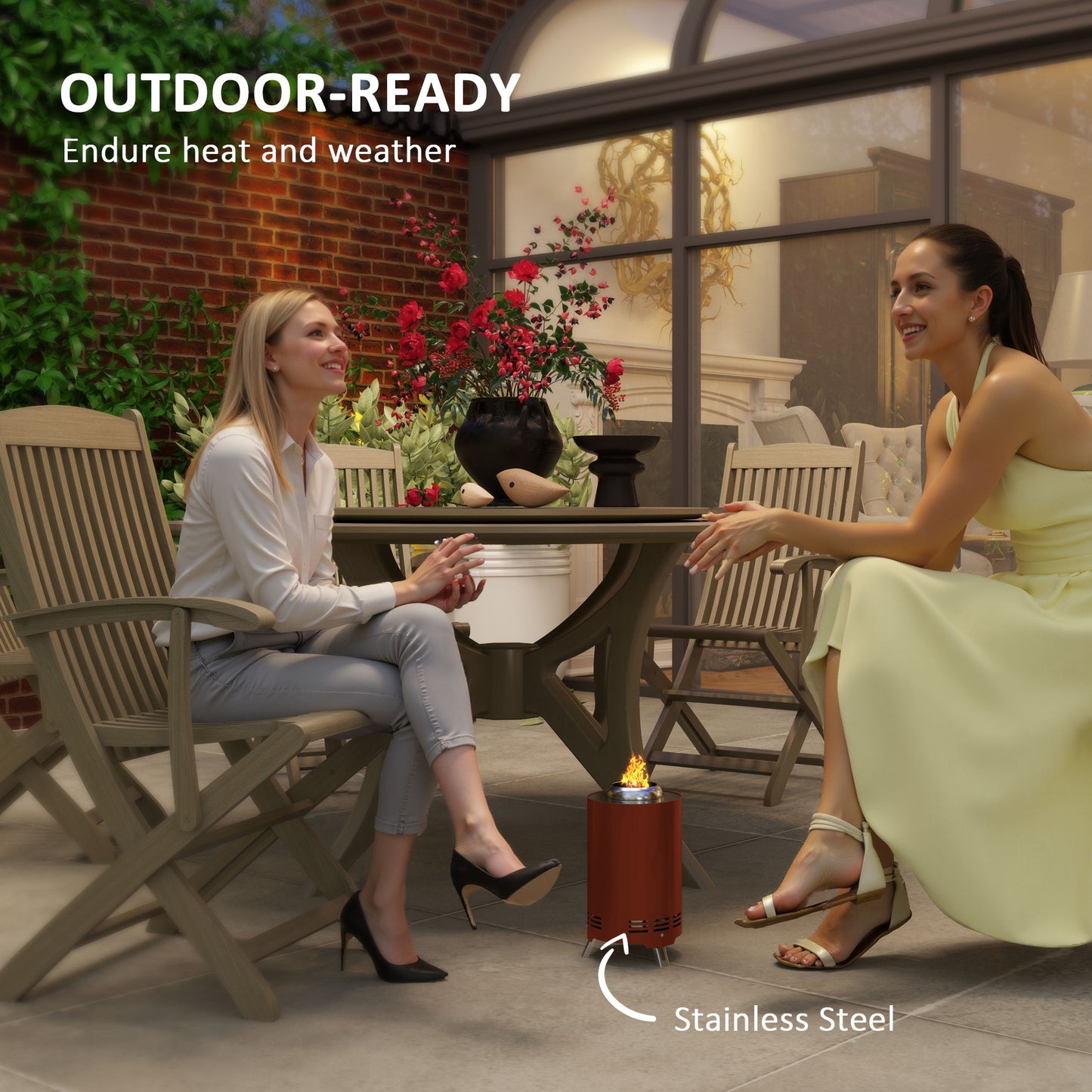 Balatti Small Stainless Steel Terracotta Tabletop Smokeless Fire Pit