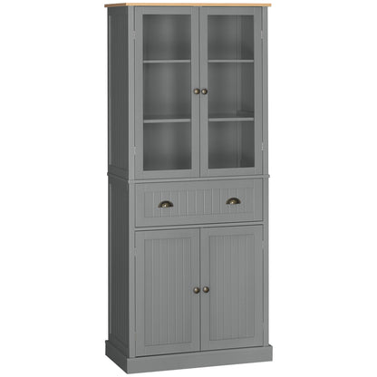 Todi Hael Wooden Grey 180 cm Tall Kitchen Pantry Cabinet Adjustable Shelves And Drawer Storage