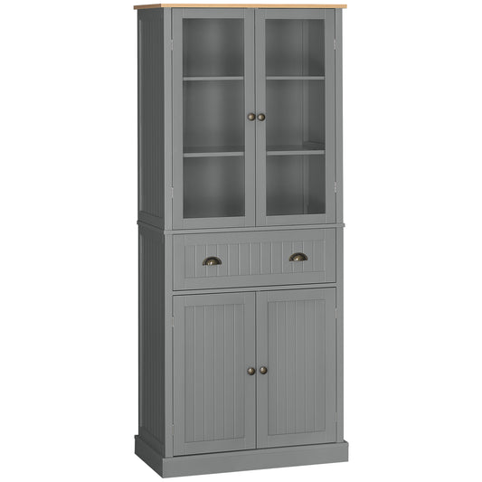 Todi Hael Wooden Grey 180 cm Tall Kitchen Pantry Cabinet Adjustable Shelves And Drawer Storage