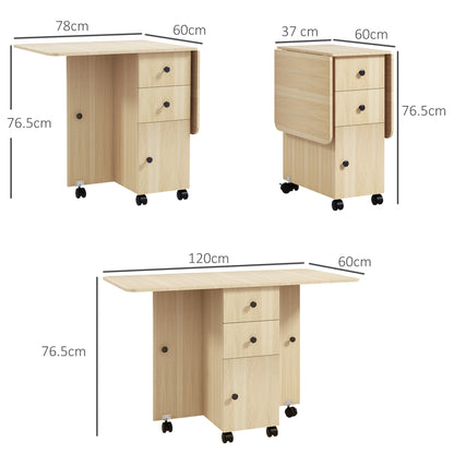 Tofaba Wooden Wood Effect Drop Leaf Dining Table With Integrated Storage
