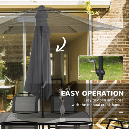 Rera 6 Seater Black Metal and Mesh Garden Dining Set with Chairs Table and Parasol
