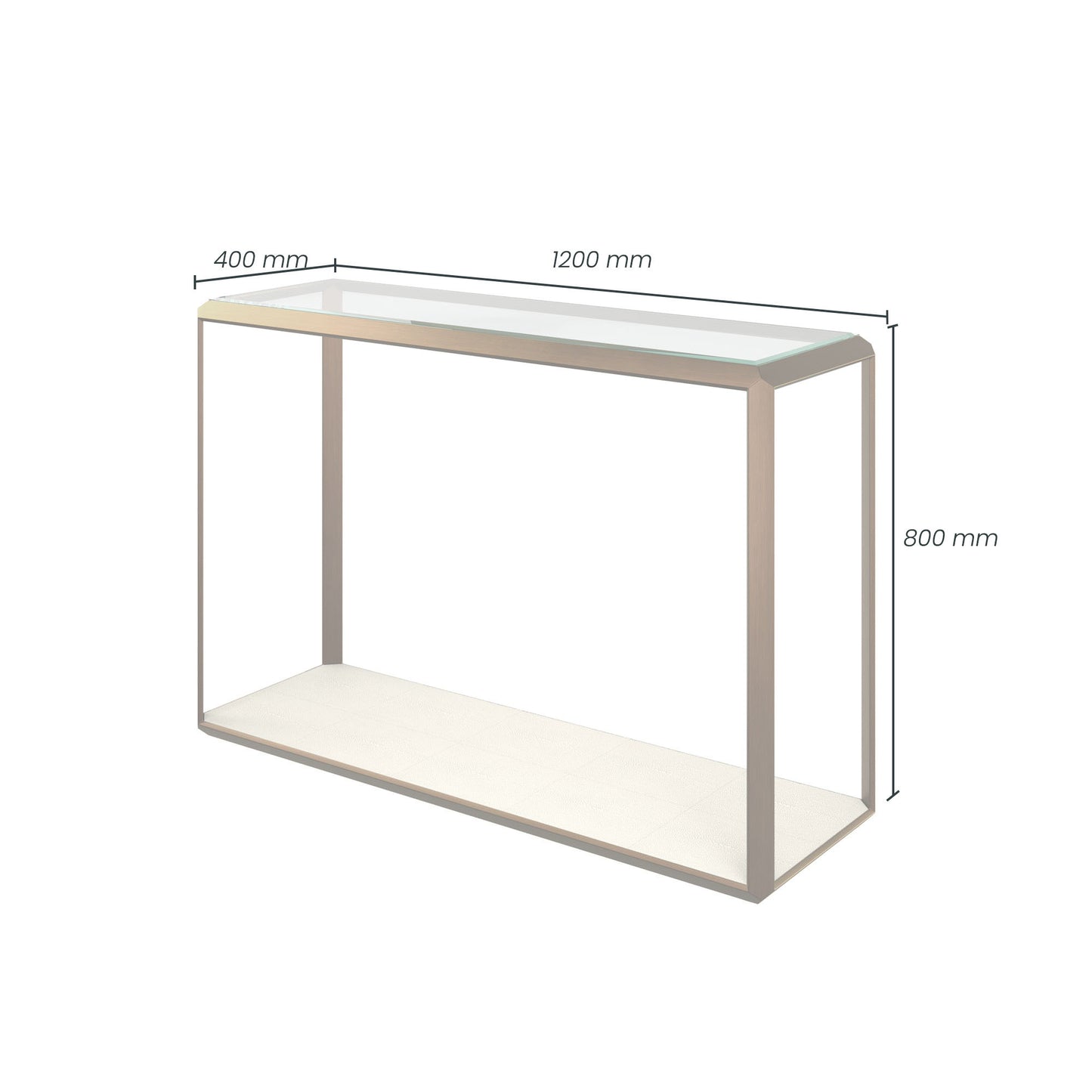 Aracaju Ivory Shagreen and Brass Glass Top Console Table