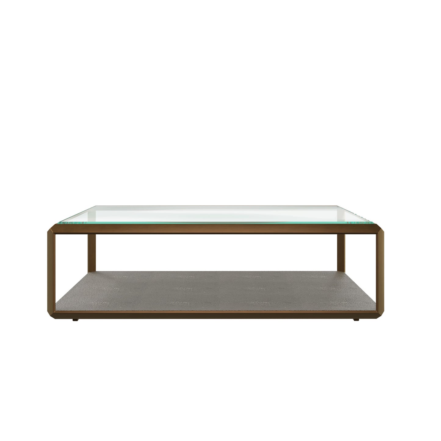 Siena Grey Shagreen Glass and Gold Coffee Table