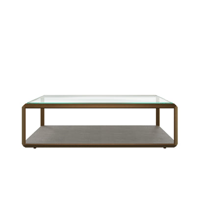 Siena Grey Shagreen Glass and Gold Coffee Table