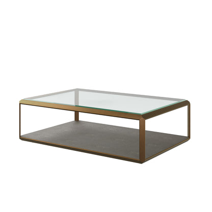 Siena Grey Shagreen Glass and Gold Coffee Table