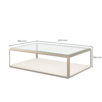 Klain Brass and Ivory Shagreen Glass Top Coffee Table