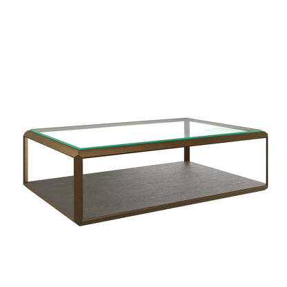 Siena Grey Shagreen Glass and Gold Coffee Table