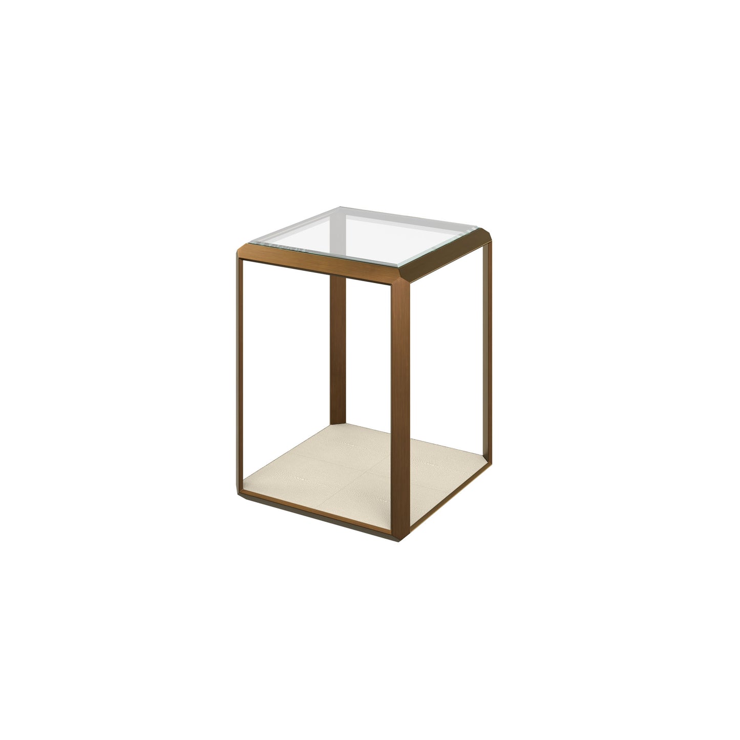 Harlow Brass and Cream Shagreen Glass Top Side Table