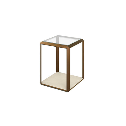 Harlow Brass and Cream Shagreen Glass Top Side Table