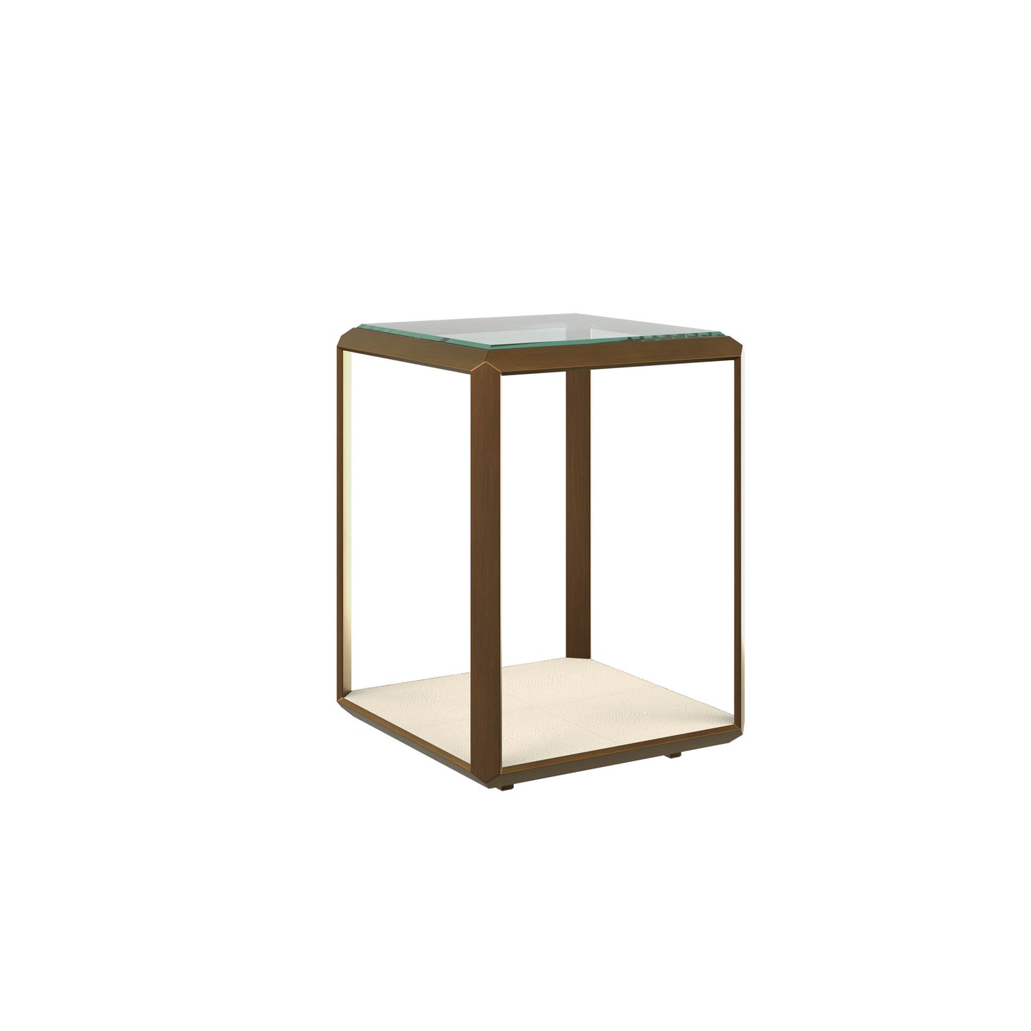 Harlow Brass and Cream Shagreen Glass Top Side Table