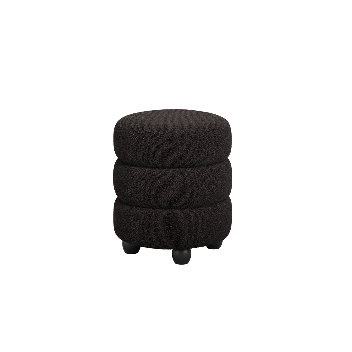 Antipodes Black Chenille Round 3 Tier Pouffe
