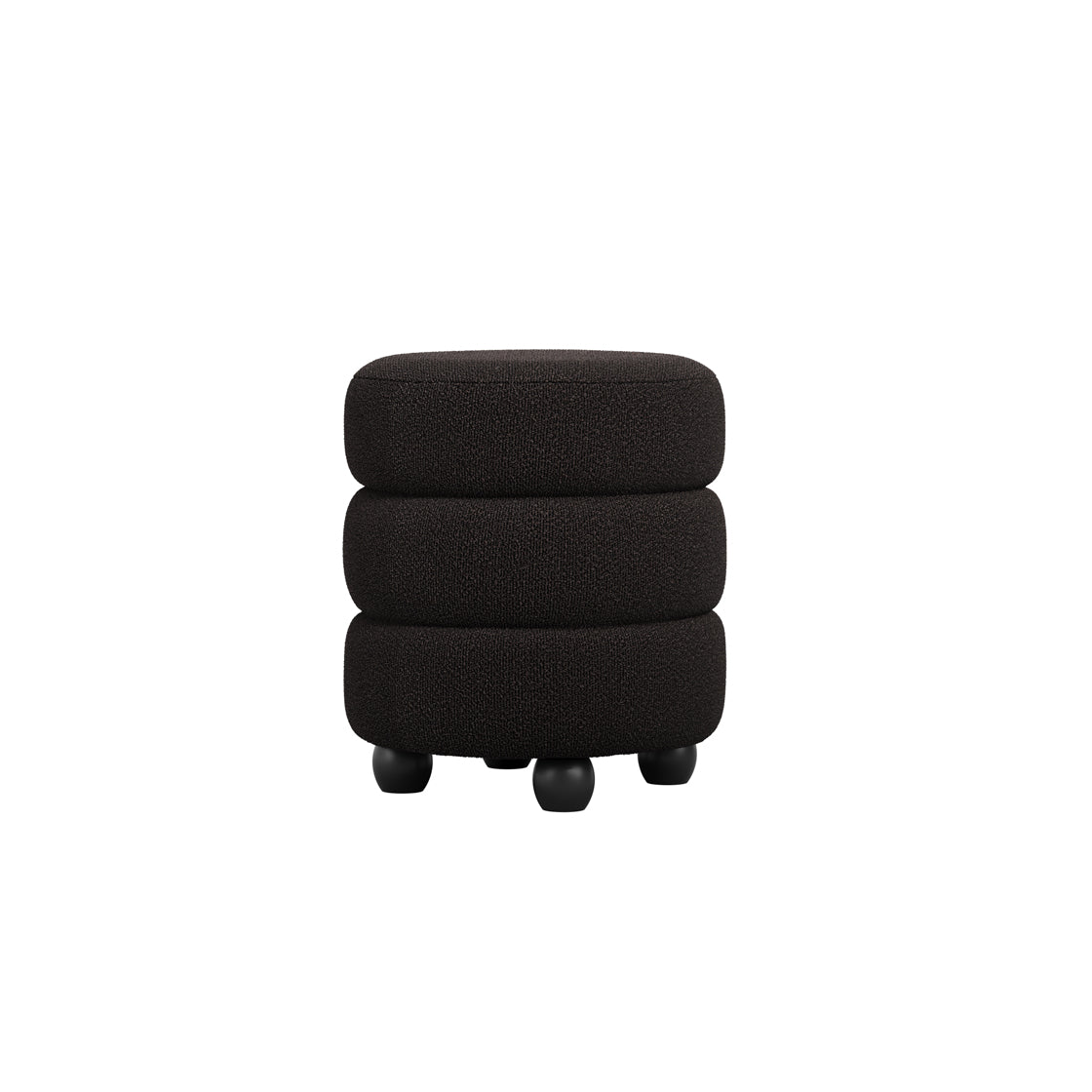 Antipodes Black Chenille Round 3 Tier Pouffe