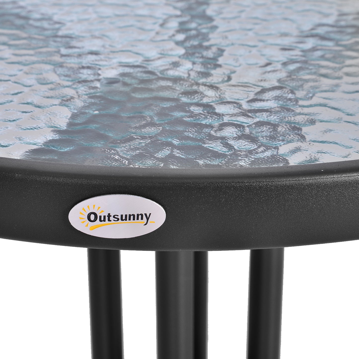 Rano Metal And Tempered Glass Outdoor Garden Round Bistro Coffee Table