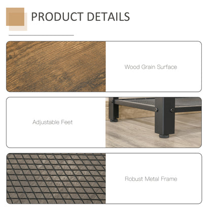 Sovi 101cm Metal And Wooden Rustic Brown Industrial Console Table With Lower Mesh Shelf