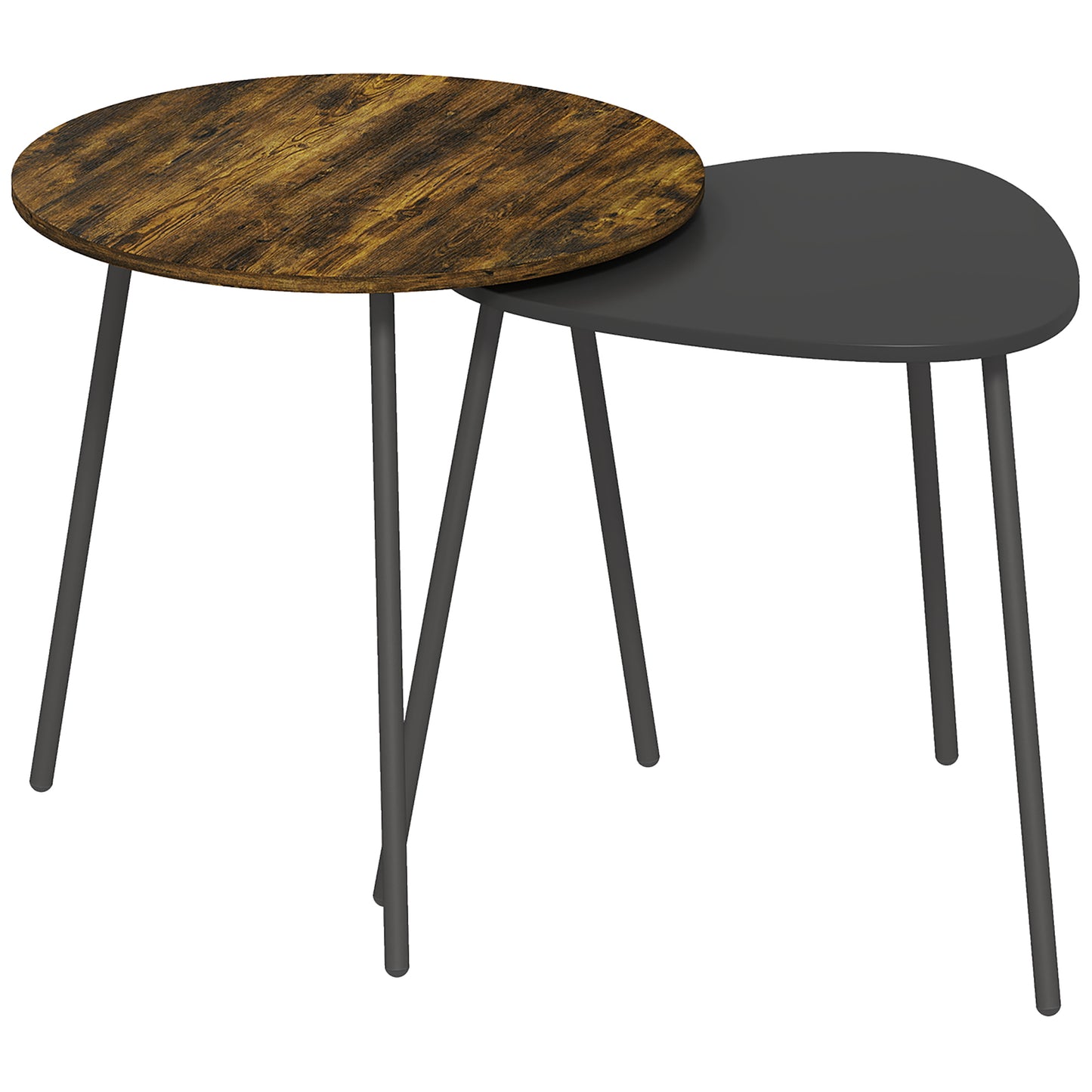 Nosaha Wooden Rustic Brown Set Of 2 Nesting Side Tables