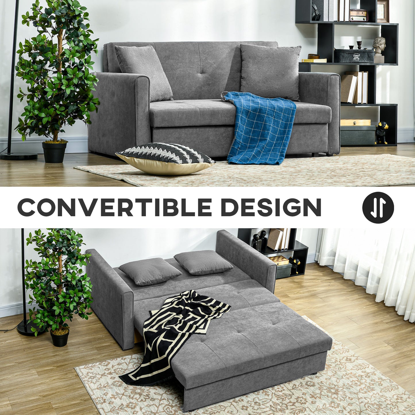 Lane Mili Snow Flannel Grey 2 Seater Sofa Bed With Built In Storage