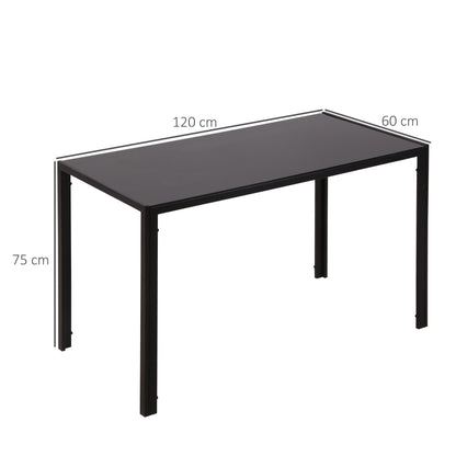 Tasefi 120cm Metal Black Rectangular Glass Dining Table 4 Seater Kitchen Table