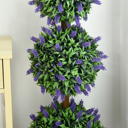 Lazi Set Of 2 Artificial Lavender Ball Trees In Decorative Pots H8 110cm