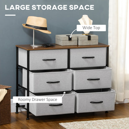 Hava Metal And Fabric Grey 6 Drawer Industrial Storage Chest With Steel Frame